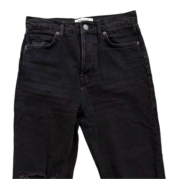 REFORMATION Cynthia High Rise Straight Jeans Black Lagoon Destroyed Size 25 - Picture 4 of 13